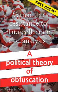 Essay: Vernacular resistance to data collection and analysis: A Political Theory of Obfuscation